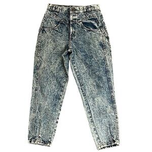 VTG 80’s Chic High Waist Blue Acid Washed Jeans  Baggy Taper USA 12P/28x25.5